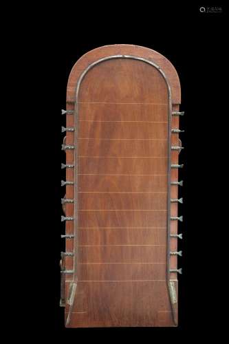 AN EDWARDIAN INLAID MAHOGANY SHOVE HA'PENNY BOARD