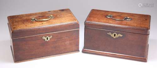 TWO GEORGE III MAHOGANY TEA CADDIES