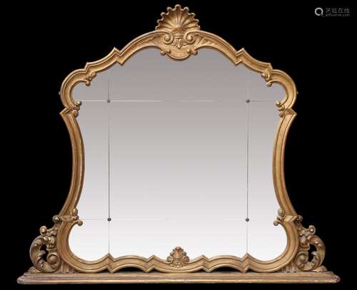 A LOUIS XV STYLE GILTWOOD OVERMANTEL MIRROR