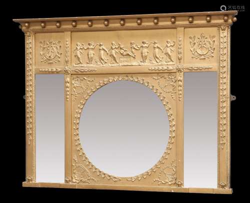 A REGENCY GILDED OVERMANTEL MIRROR