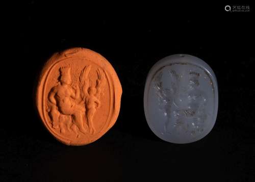 A ROMAN CHALCYDONY STAMP SEAL. 2ND-4TH CENTURY A.D.