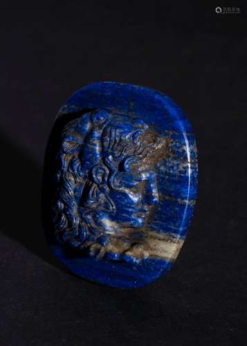 A GRAECO-ROMAN LAPIS LAZULI CAMEO OF ALEXANDER THE GREAT, CI...