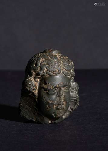 LATE ROMAN PERIOD SCHIST STONE HEAD BUST OF A NOBLEMAN 250- ...