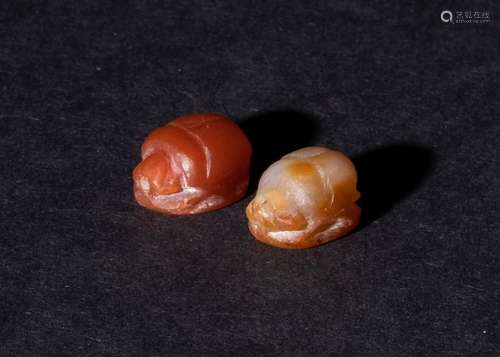 TWO BANDED AGATE EGYPTIAN SCARABS