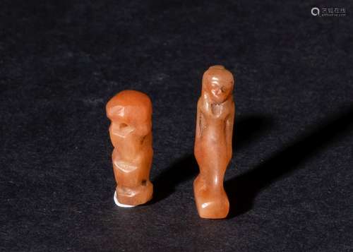 TWO EGYPTIAN CARNELIAN AMULETS