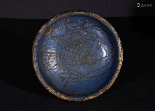 A FAIENCE BOWL WITH FISH & LOTUSES EGYPTIAN NEW KINGDOM,...