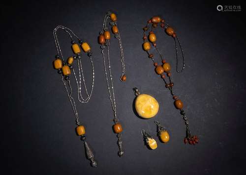 ASSORTMENT OF 19TH CENTURY AND LATER AMBER PRAYING & JEW...