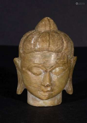 A SOAPSTONE BUDDHA HEAD