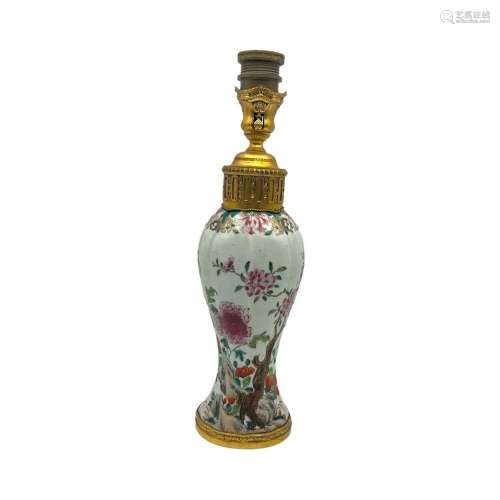 A Chinese famille rose baluster vase, mounted as a lamp, Tot...