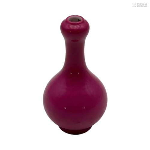 A ruby red garlic-mouth bottle vase, with Yongzheng mark, H ...