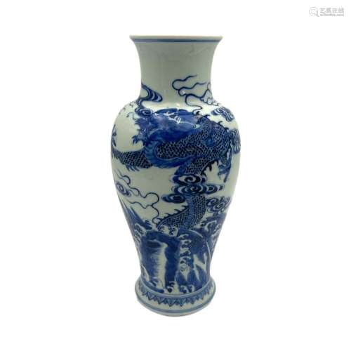 A Chinese blue and white Guanyin vase, blue and white decora...