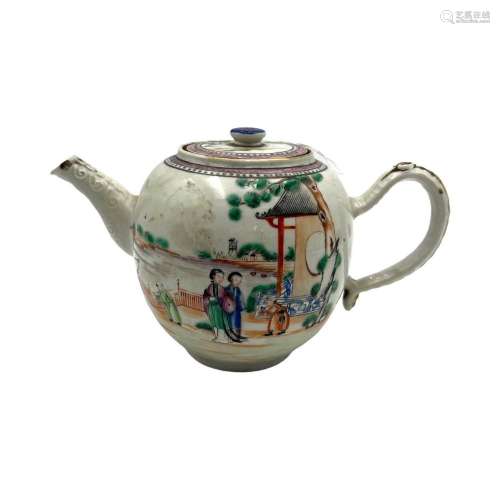 A Chinese Mandarin pattern teapot, famille rose decorated wi...