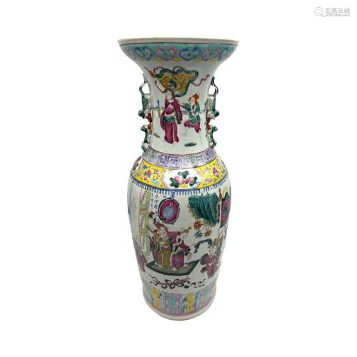 A Chines famille rose  Immortals  vase, decorated with Immor...