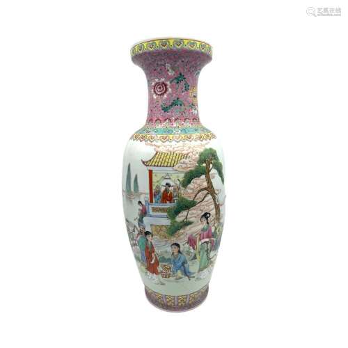 A Chinese famille rose vase, decorated with the Eight Immort...