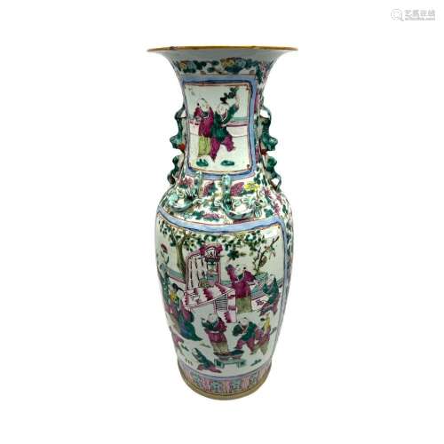 A Chinese famille rose vase, decorated with playing boys, To...