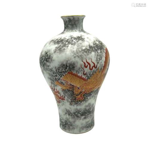 A Chinese meiping vase, iron-red and gilt decorated with a w...