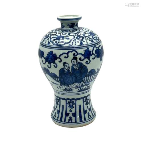 A Chinese blue and white meiping vase, decorated with figure...