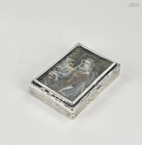 Silver box with portrait