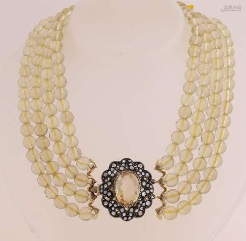 Necklace of citrine and diamond