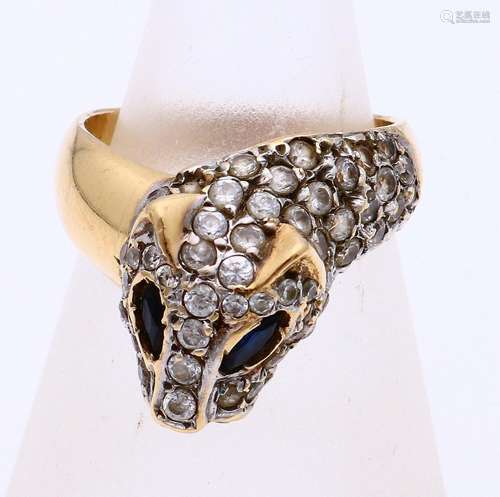 Gold ring with panther zirconia