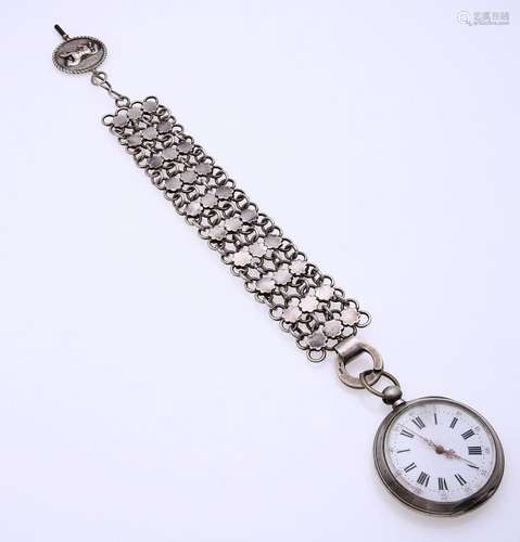 Silver men's watch with chatelaine