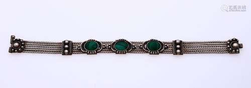 silver bracelet malachite