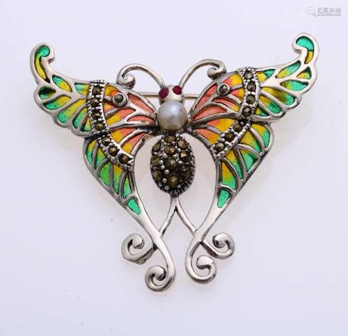 Silver Enamel Butterfly