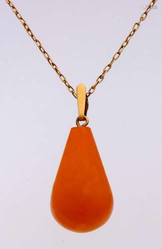 Gold on silver necklace with amber