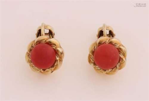 Gold ear studs (blood coral)