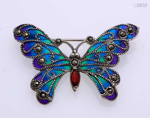 Silver butterfly with enamel