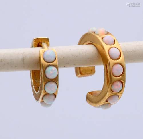 Gold on silver earring with opal