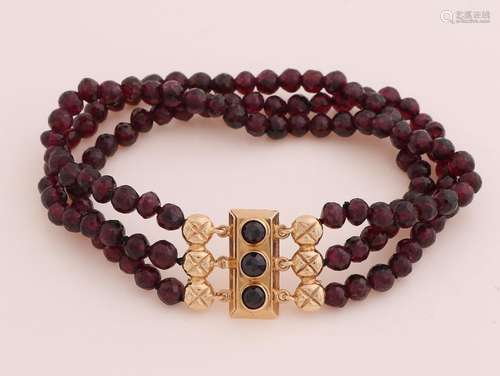 3-row garnet bracelet