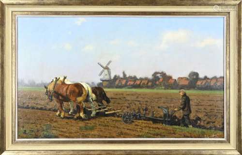 GJ van Overbeek, Plowing farmer with horse team