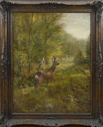 W. Lorenz, Roe deer in landscape