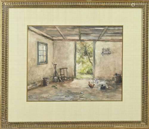 W. Weissenbruch , Farmer's house with chickens