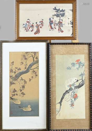 Three signed Japanese woodcuts , various