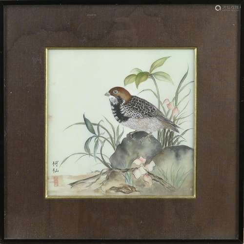 Signed Japanese silk painting