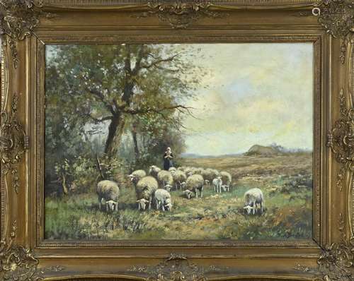 Piet Bouter, Landscape with sheep and farmer's wife