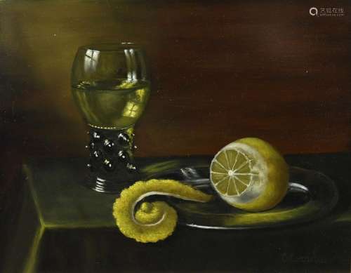 C. Cornelisz , Still life with Roemer and lemon