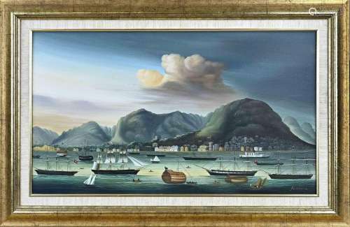 Fu Ming Ye , Harbor view with ships