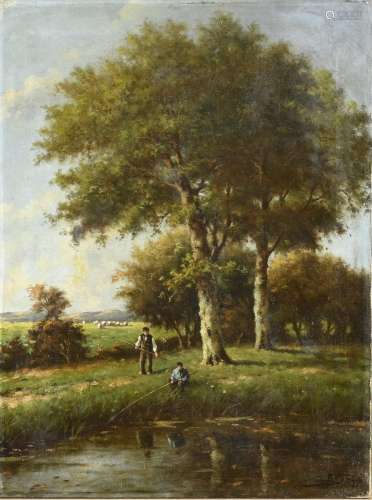 AM Geijp , Landscape with fishing farmers