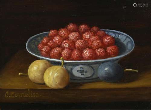 C. Cornelisz , Wild strawberries in a bowl