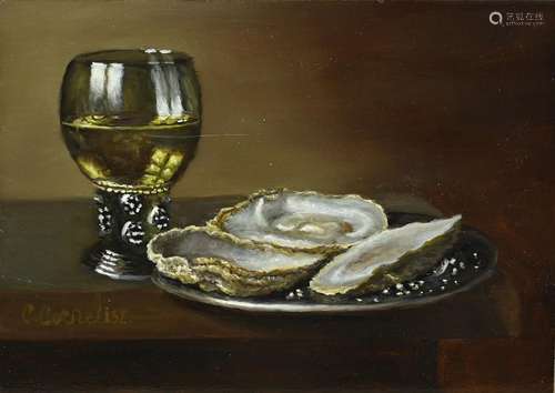 C. Cornelisz , Still life with Roemer with oysters