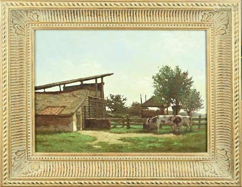 J. Schijvens , Farm with cows and pollard willow