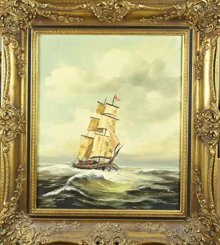 J. Visser, Seascape with clipper