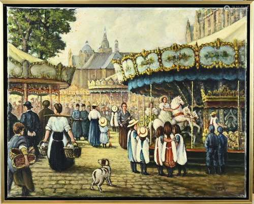 Venmans , Fair with merry-go-round and figures