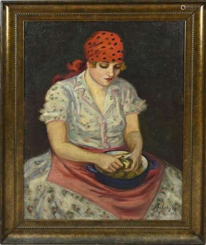 N. Zeleky, Woman Peeling Potatoes