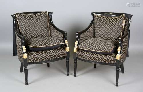 A pair of late 19th century Continental ebonized and parcel ...