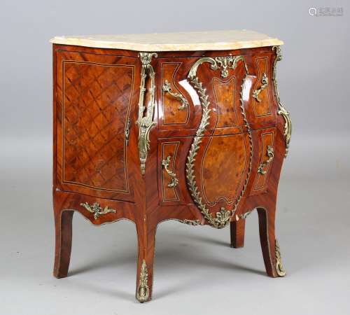 A modern French walnut and gilt metal mounted two-drawer com...