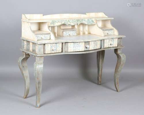 A 20th century Continental painted softwood writing desk, th...